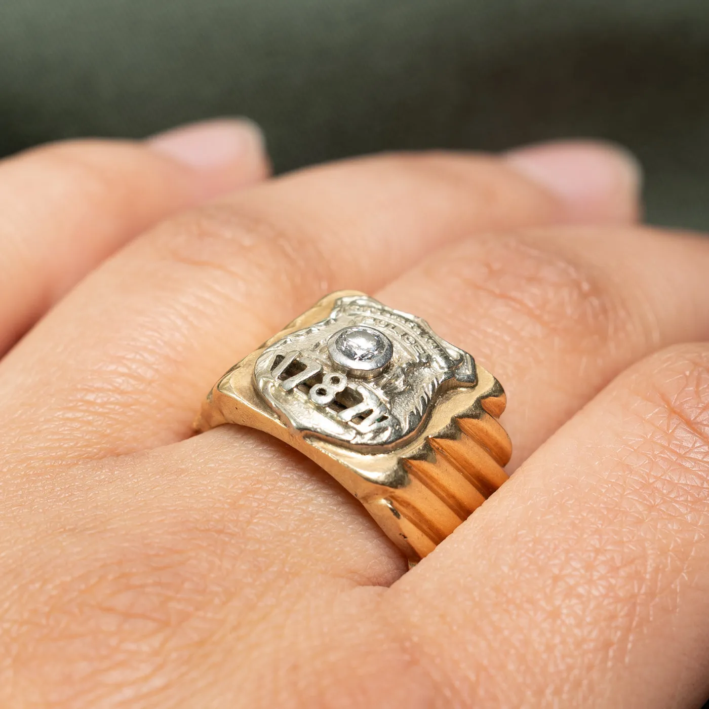 'City of New York Police' Diamond Signet Ring | 0.20ct | SZ 10.25