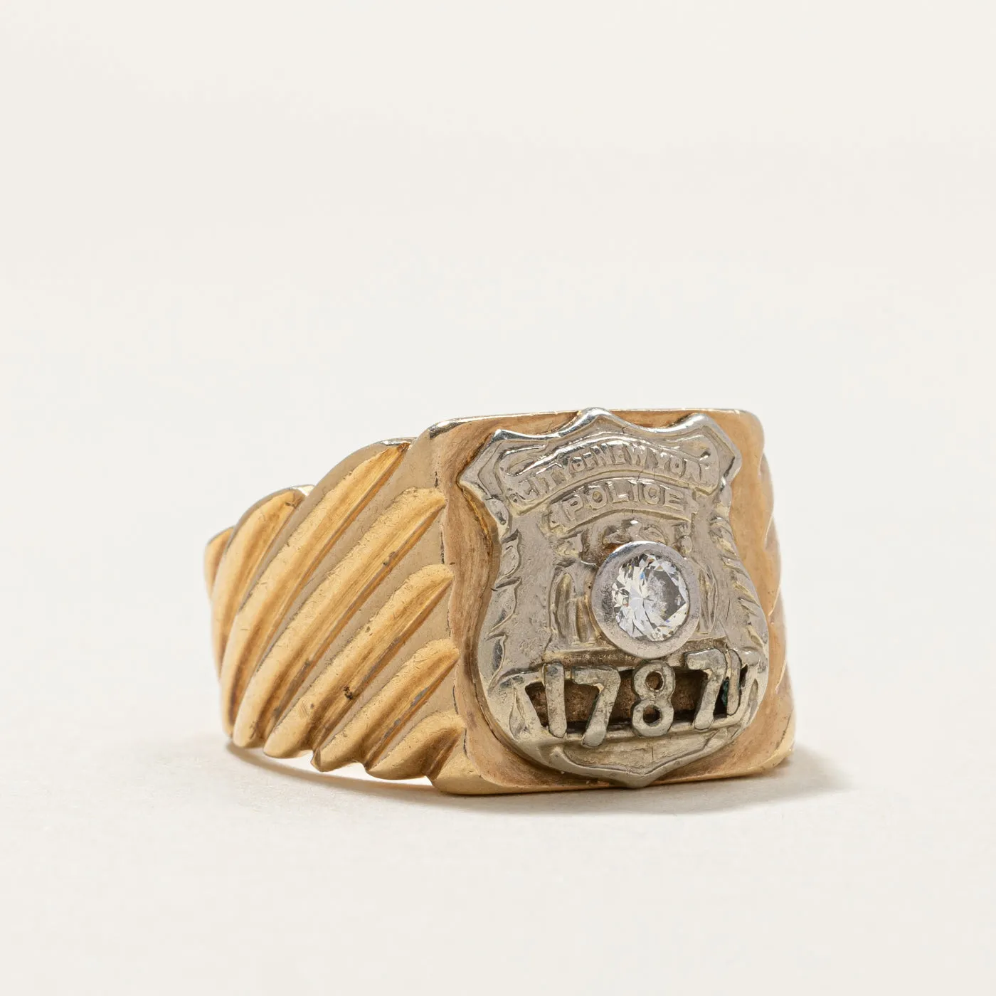 'City of New York Police' Diamond Signet Ring | 0.20ct | SZ 10.25