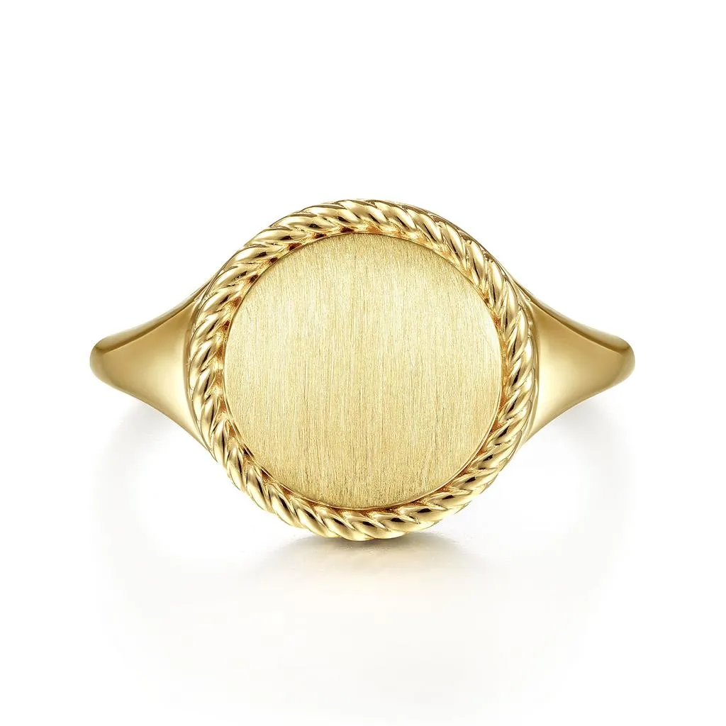 Engraveable Signet Ring - 14K Yellow Gold