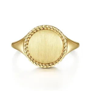 Engraveable Signet Ring - 14K Yellow Gold