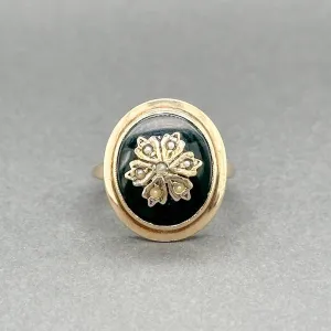 Estate 10K Y Gold Victorian 2.53ct Onyx & FWP Signet Ring