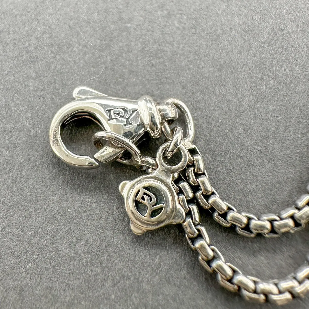 Estate David Yurman SS 0.06ctw G-H/SI1-2 Diamond L Initial Pendant & Chain