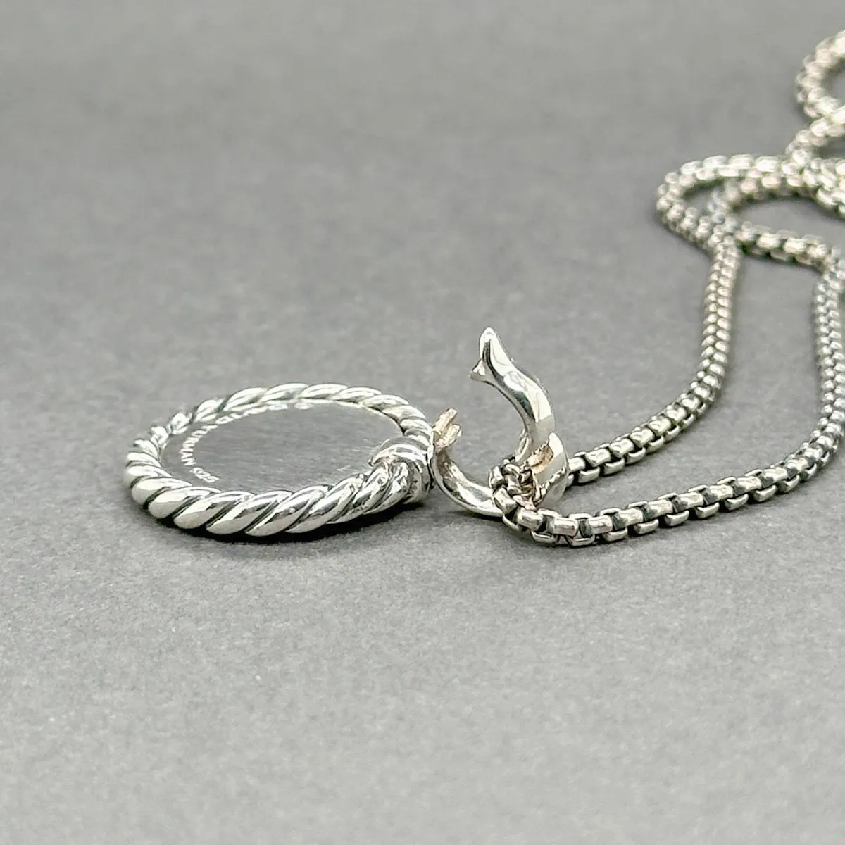 Estate David Yurman SS 0.06ctw G-H/SI1-2 Diamond L Initial Pendant & Chain
