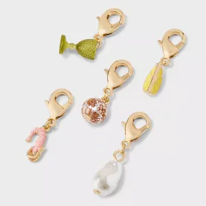 Glass Lemon Pearl Charm Set 5pc - A New Day Gold/Orange/Green
