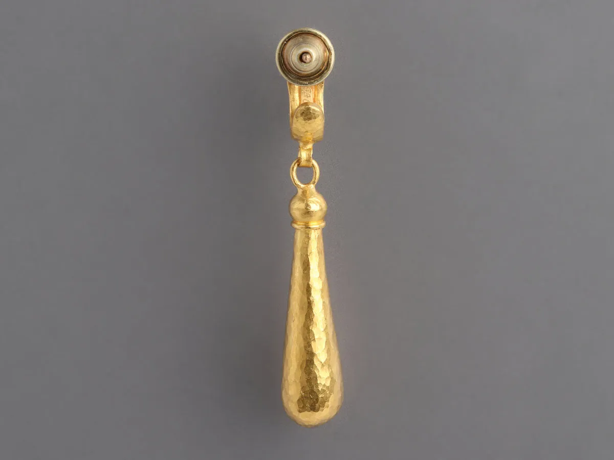 Gurhan 24K Yellow Gold Pierced Teardrop Hoop Earrings