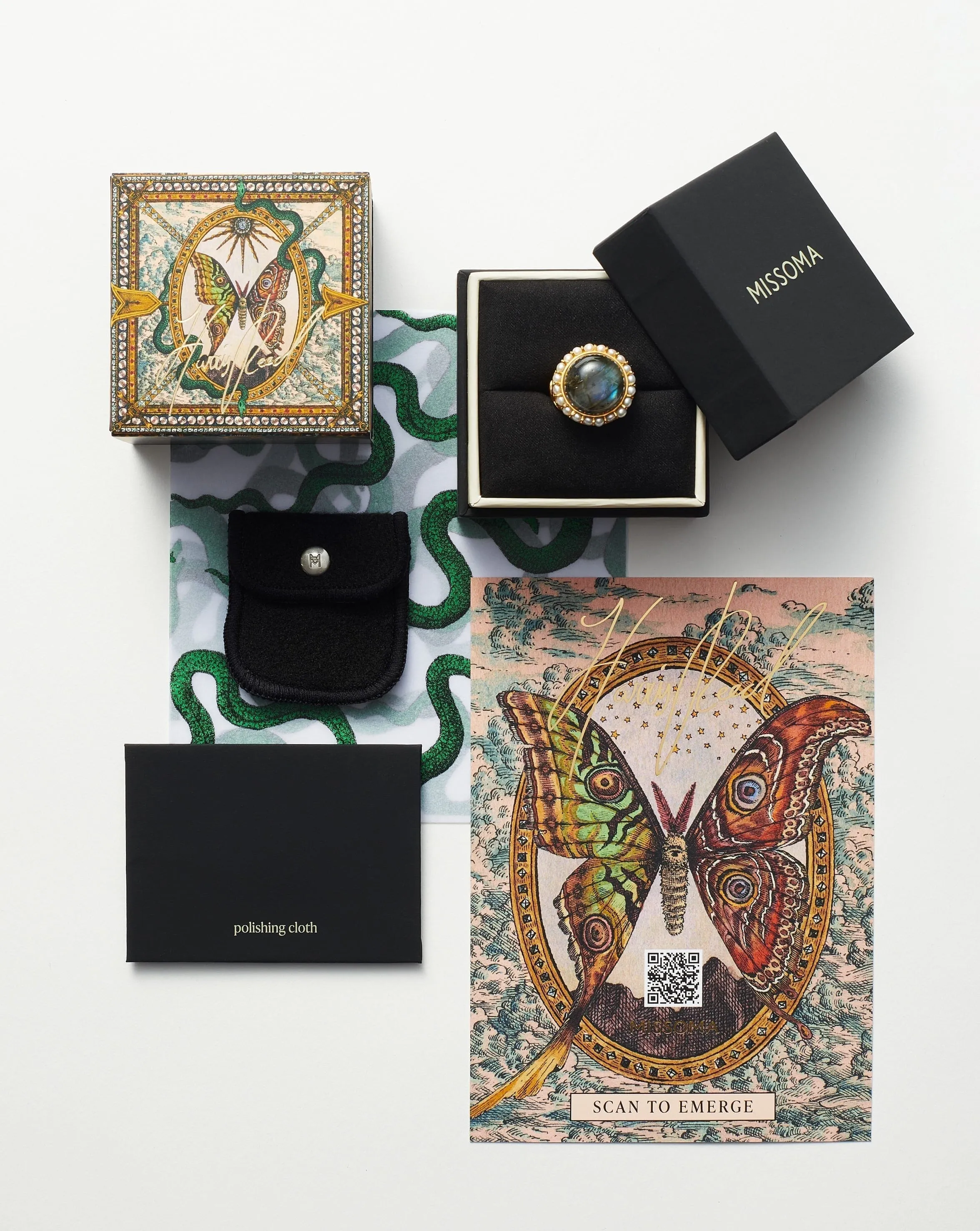 Harris Reed Janus Locket Signet Ring | 18k Gold Plated/Black Cubic Zirconia