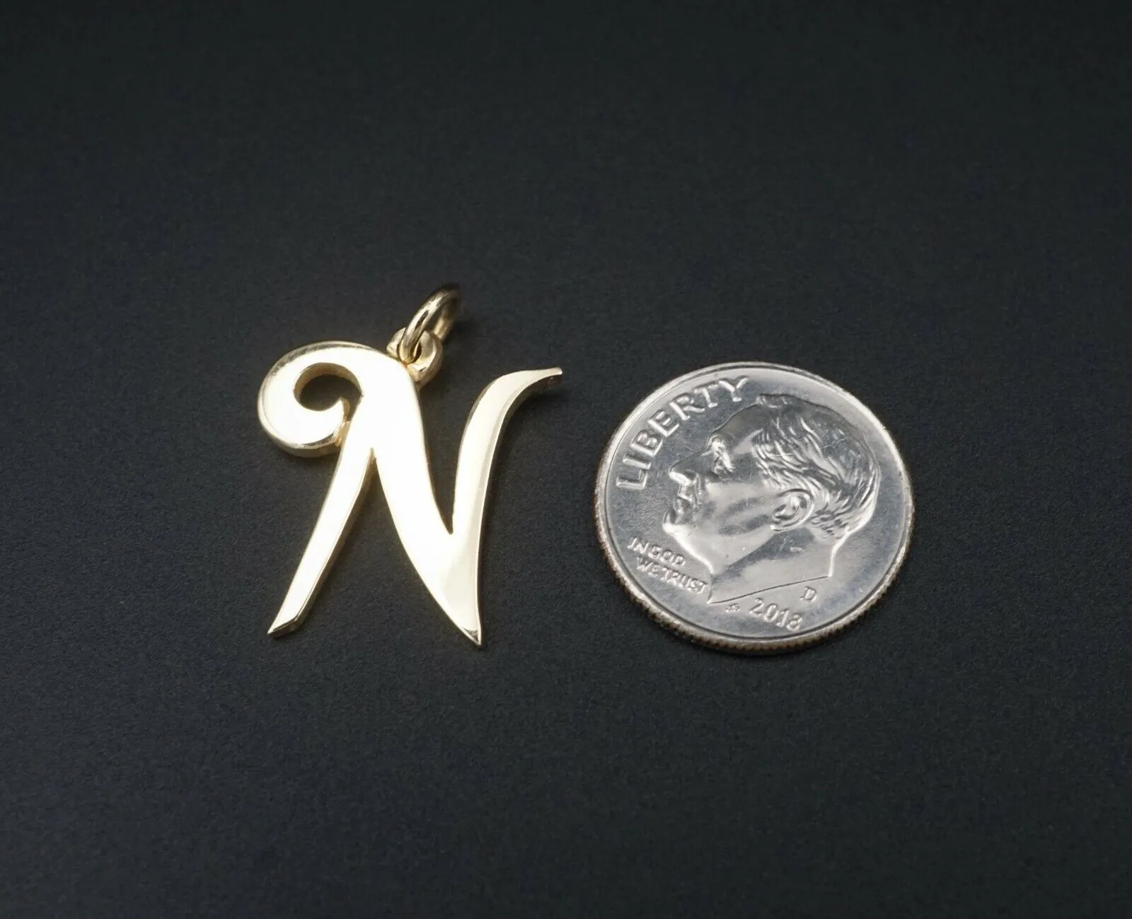 James Avery Large Script Initial Charm 14k Gold Retired Size 3/4" CHS1533