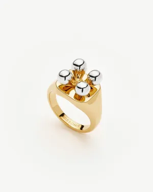 Kinetic Atom Spinning Signet Ring | Mixed Metal