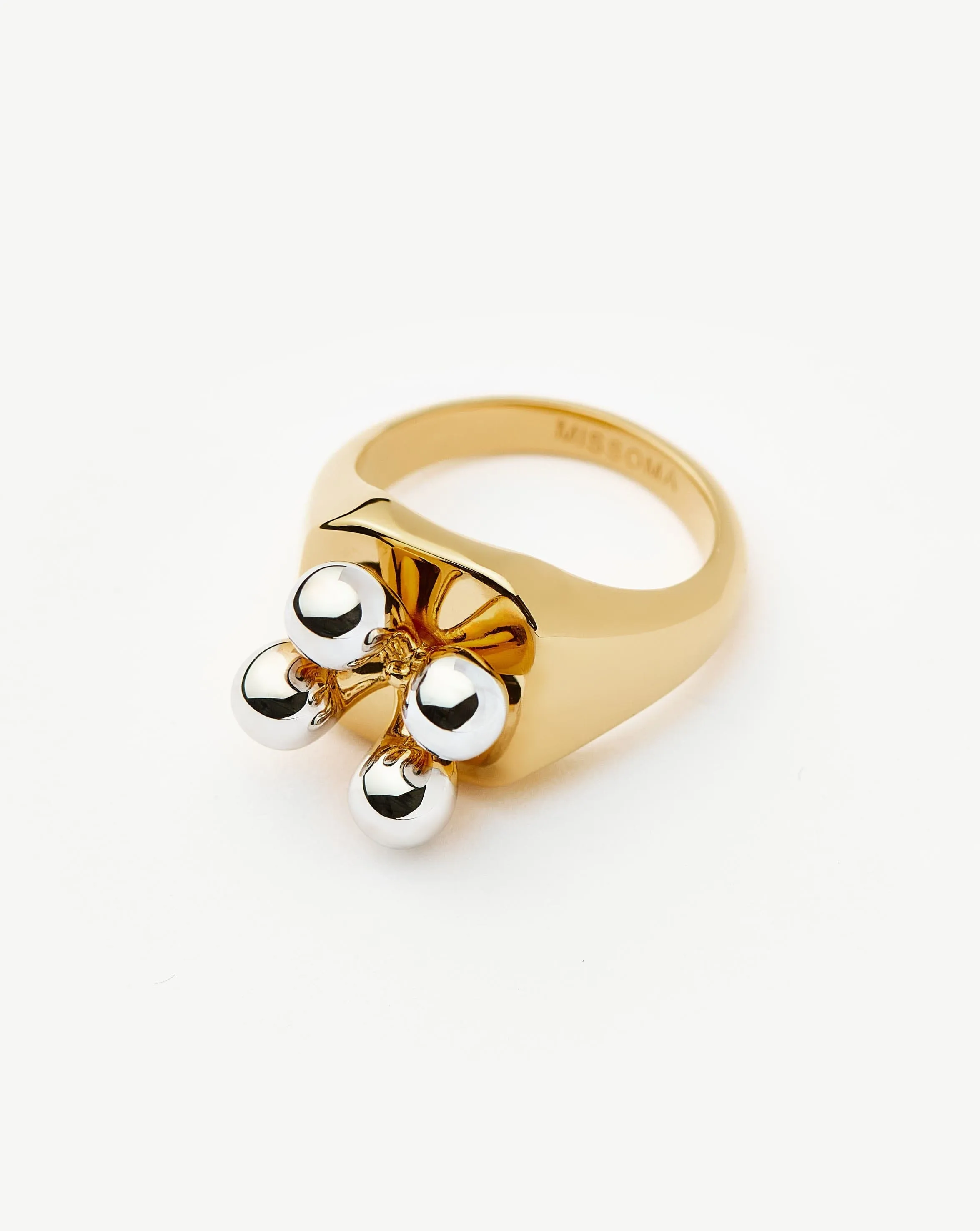 Kinetic Atom Spinning Signet Ring | Mixed Metal