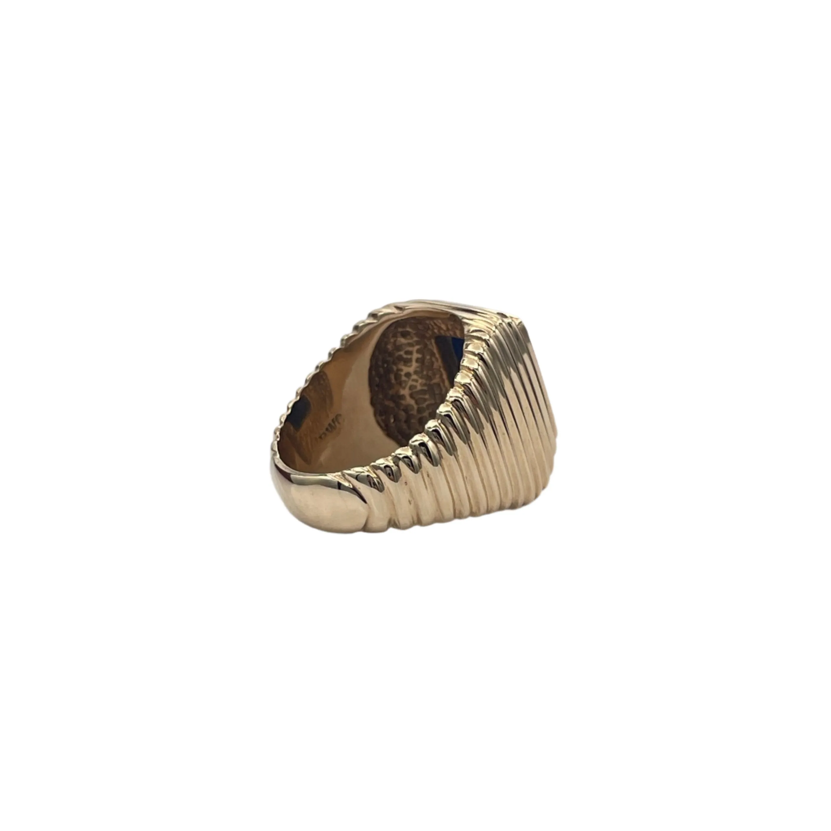 Lapis Lazuli pyramidal 14K yellow gold signet ring