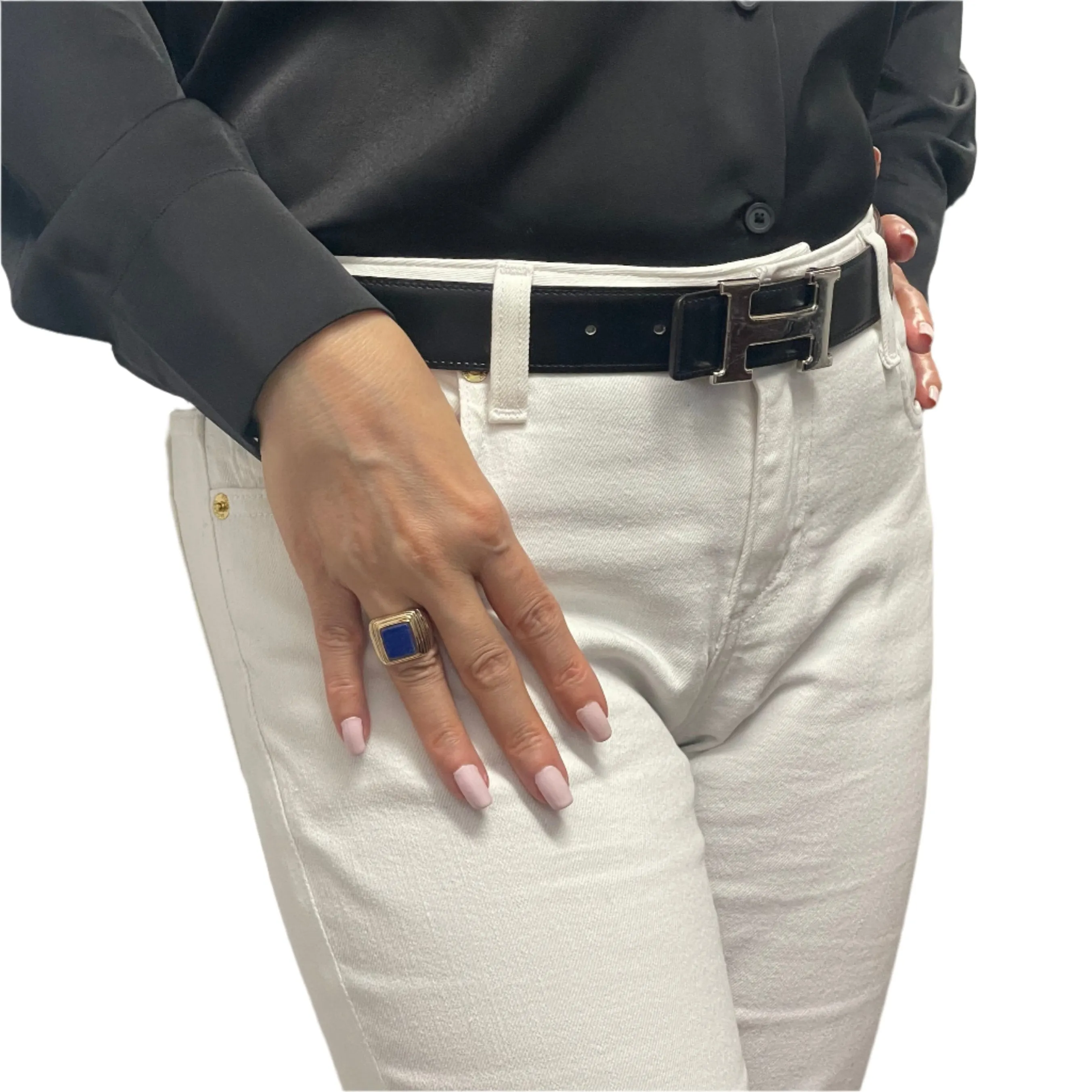 Lapis Lazuli pyramidal 14K yellow gold signet ring