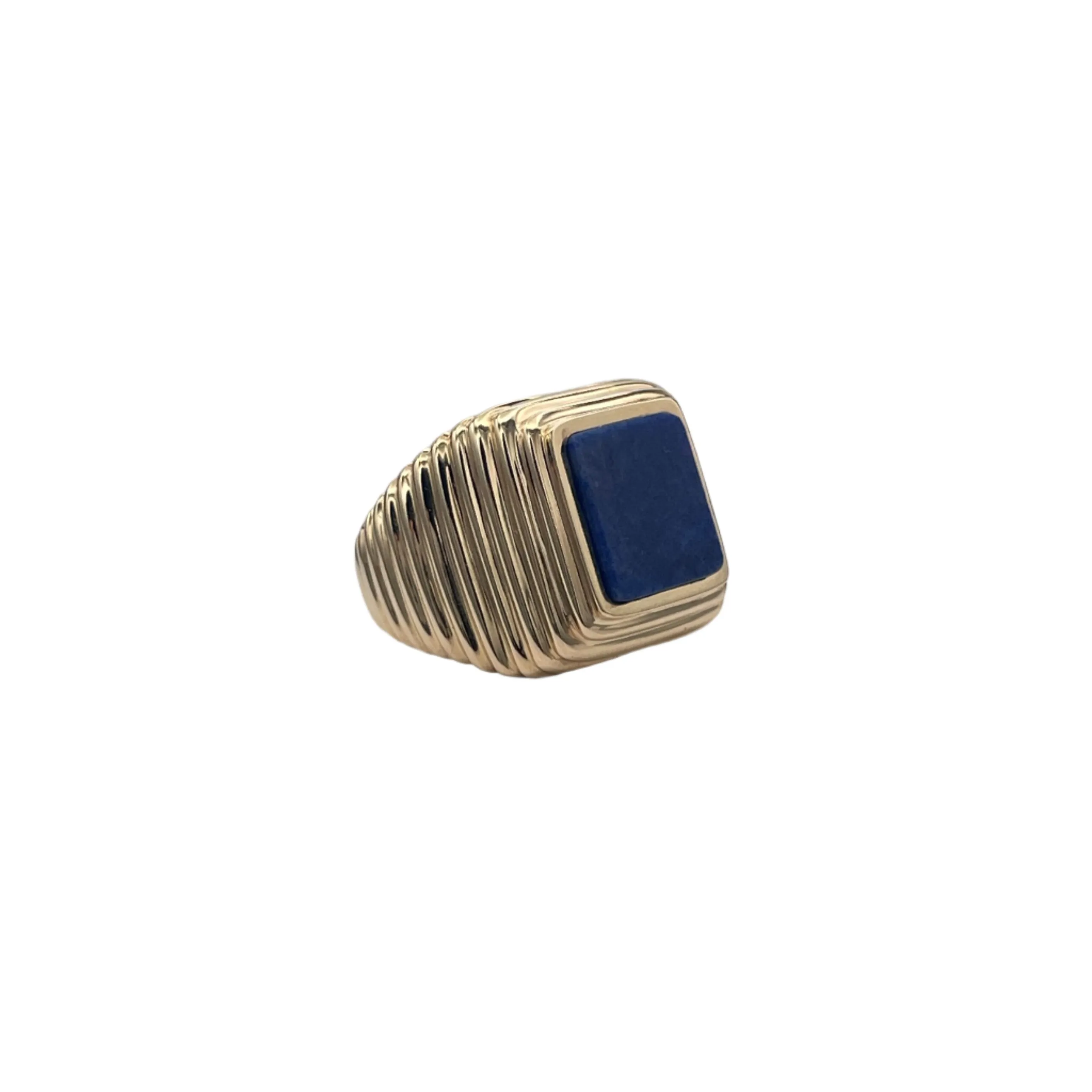 Lapis Lazuli pyramidal 14K yellow gold signet ring