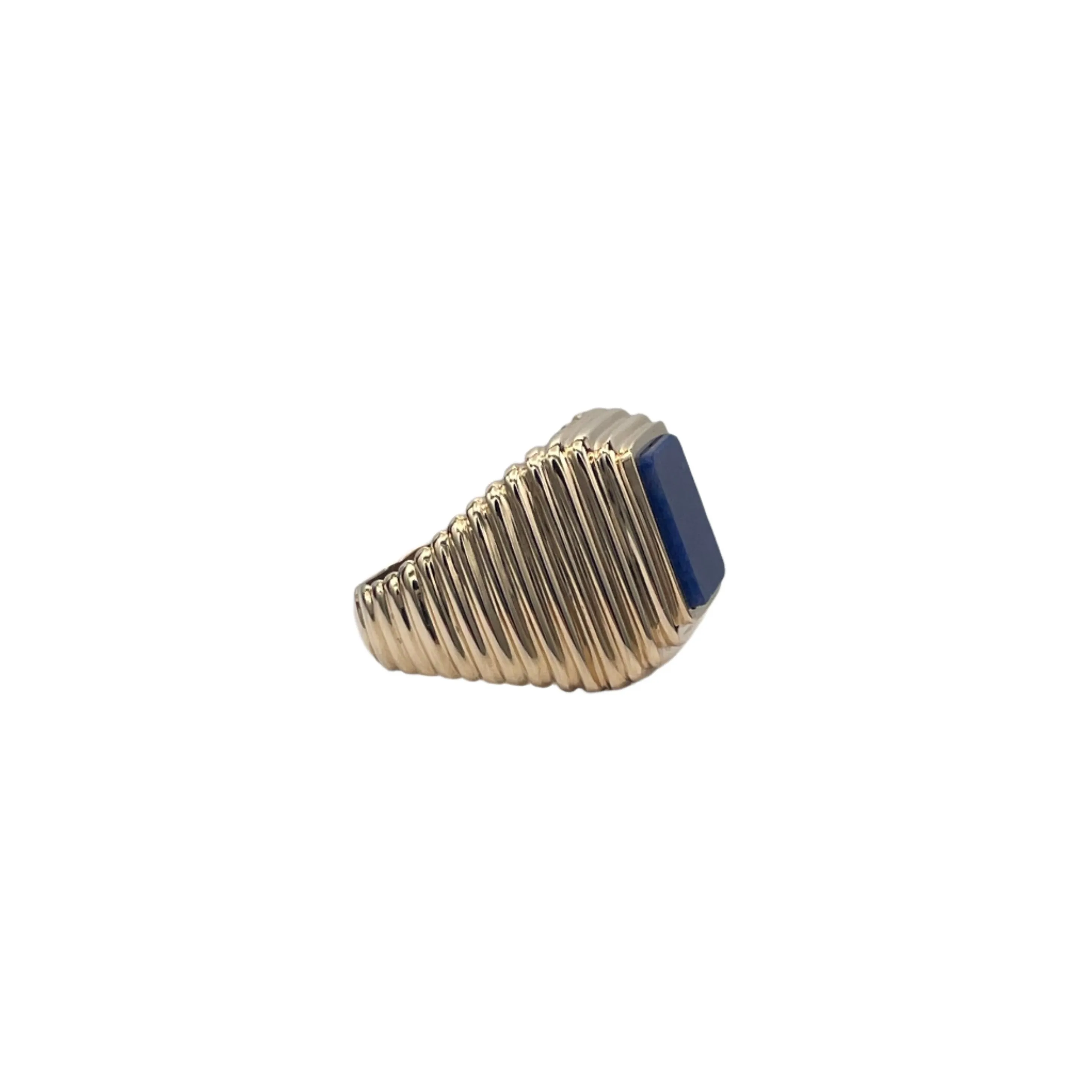 Lapis Lazuli pyramidal 14K yellow gold signet ring