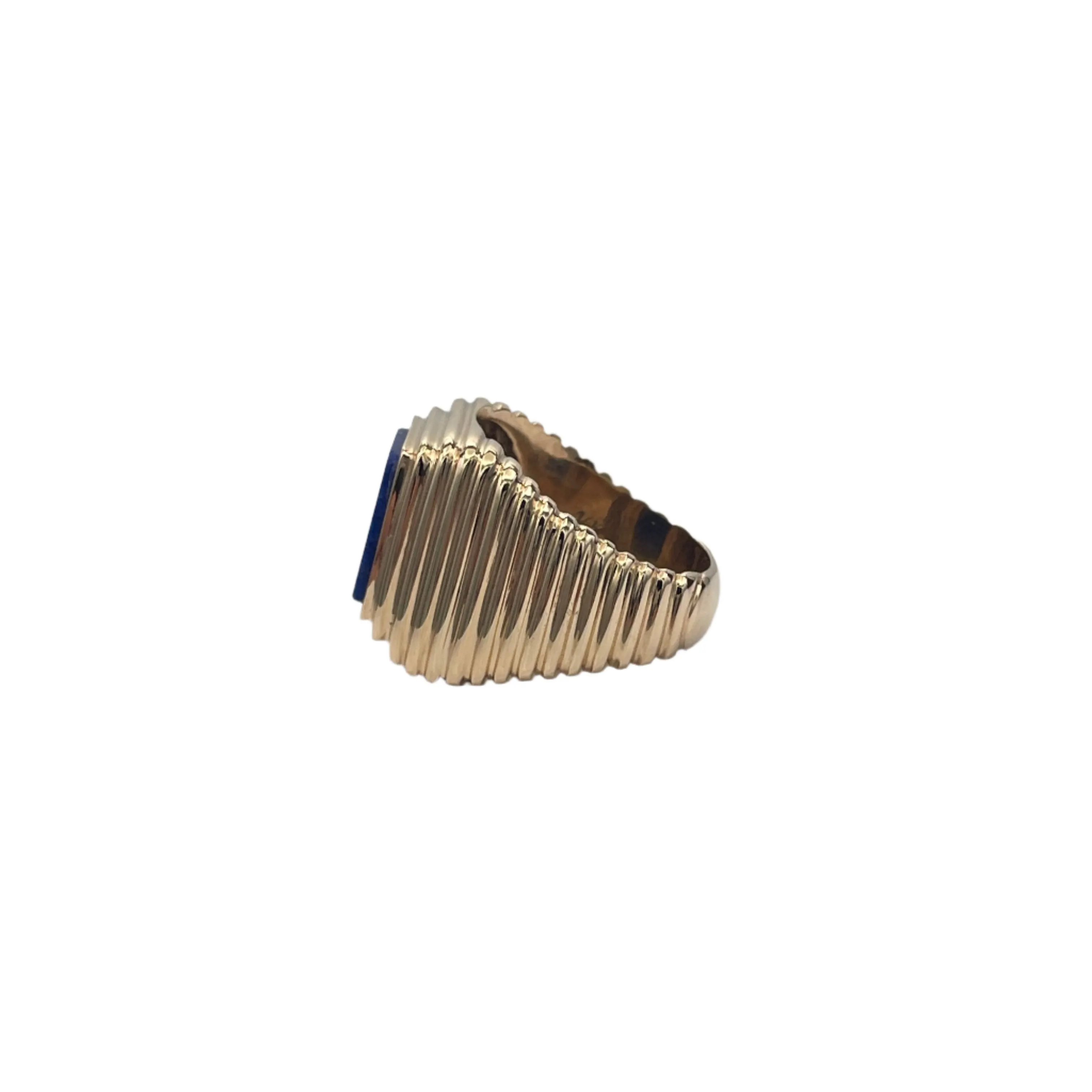 Lapis Lazuli pyramidal 14K yellow gold signet ring