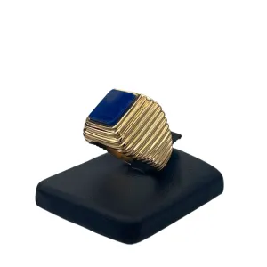 Lapis Lazuli pyramidal 14K yellow gold signet ring