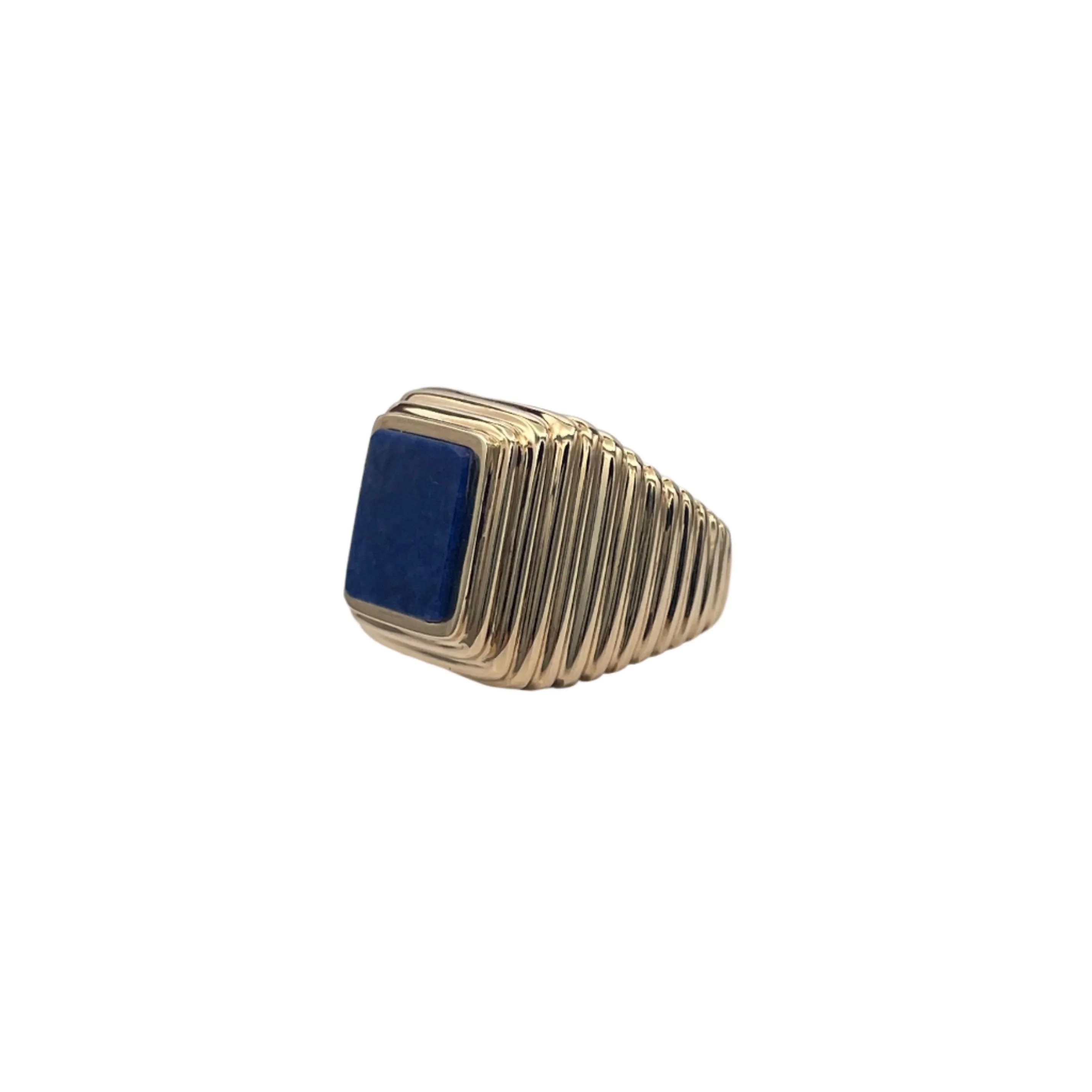 Lapis Lazuli pyramidal 14K yellow gold signet ring