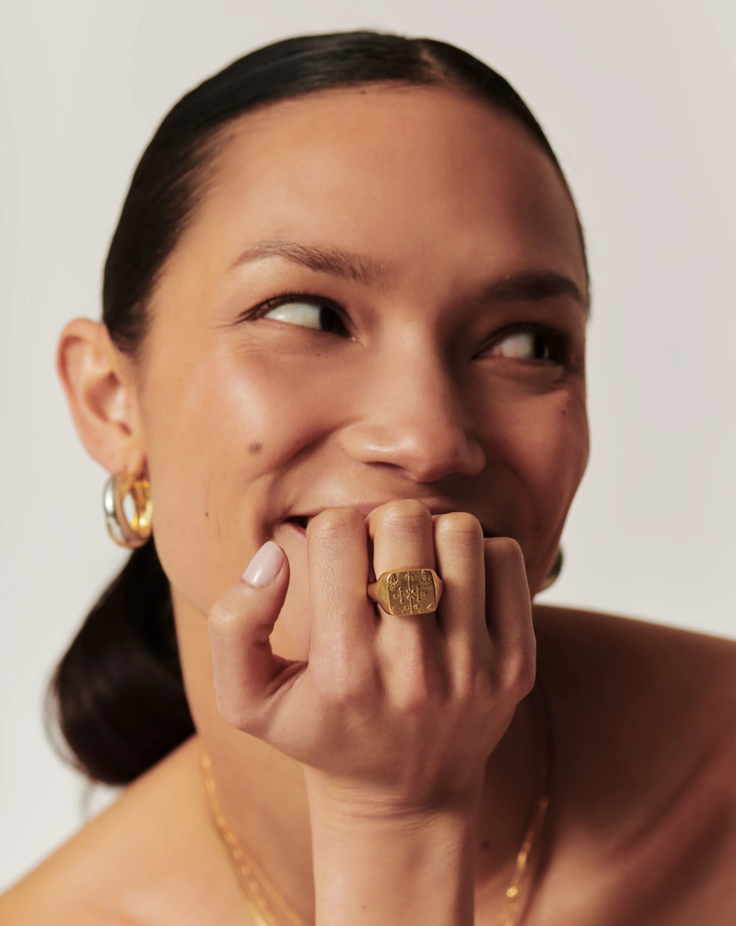 Lucy Williams Byzantine Coin Signet Ring | 18k Gold Plated