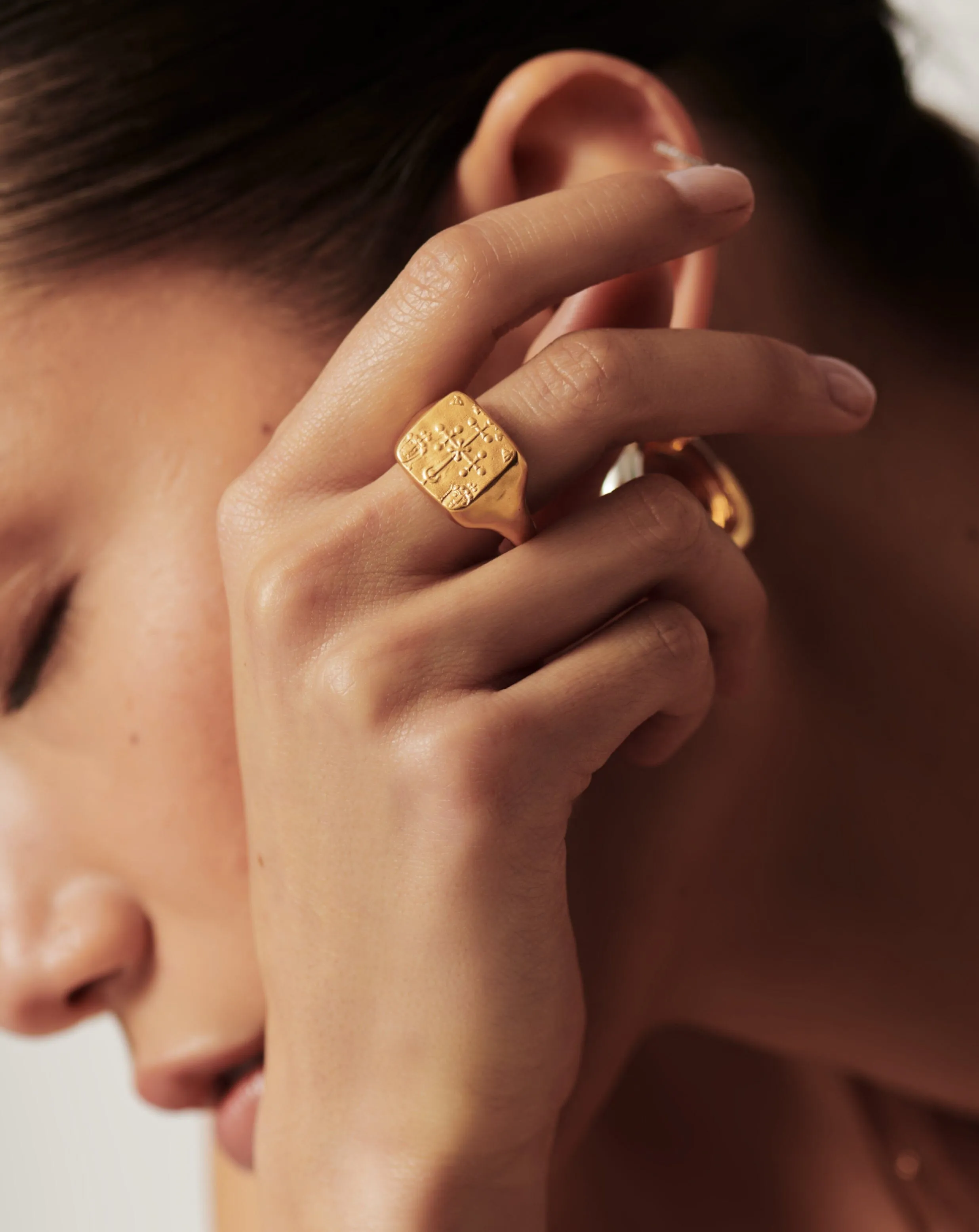 Lucy Williams Byzantine Coin Signet Ring | 18k Gold Plated