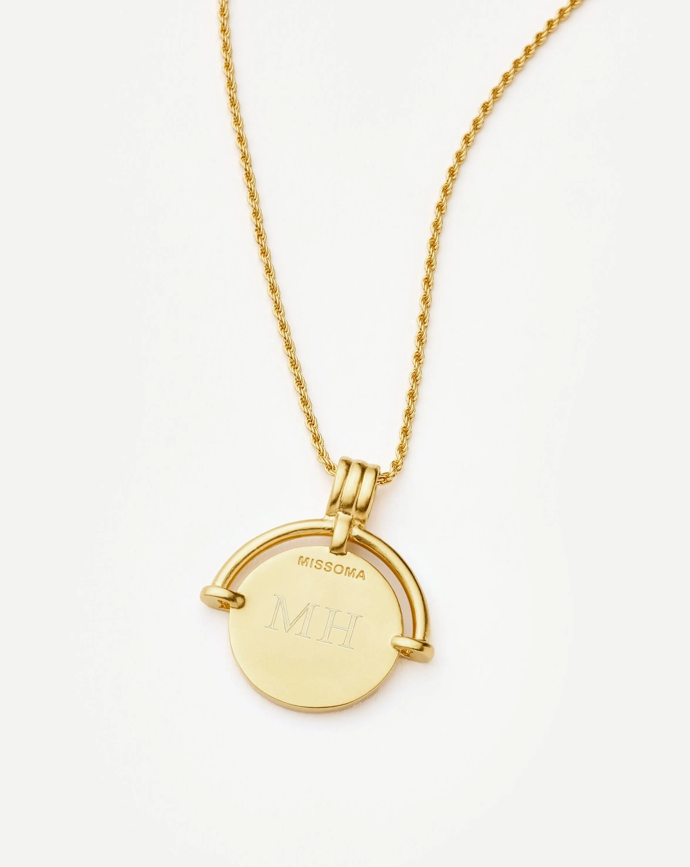 Lucy Williams Medium Engravable Roman Arc Coin Necklace | 18k Gold Plated