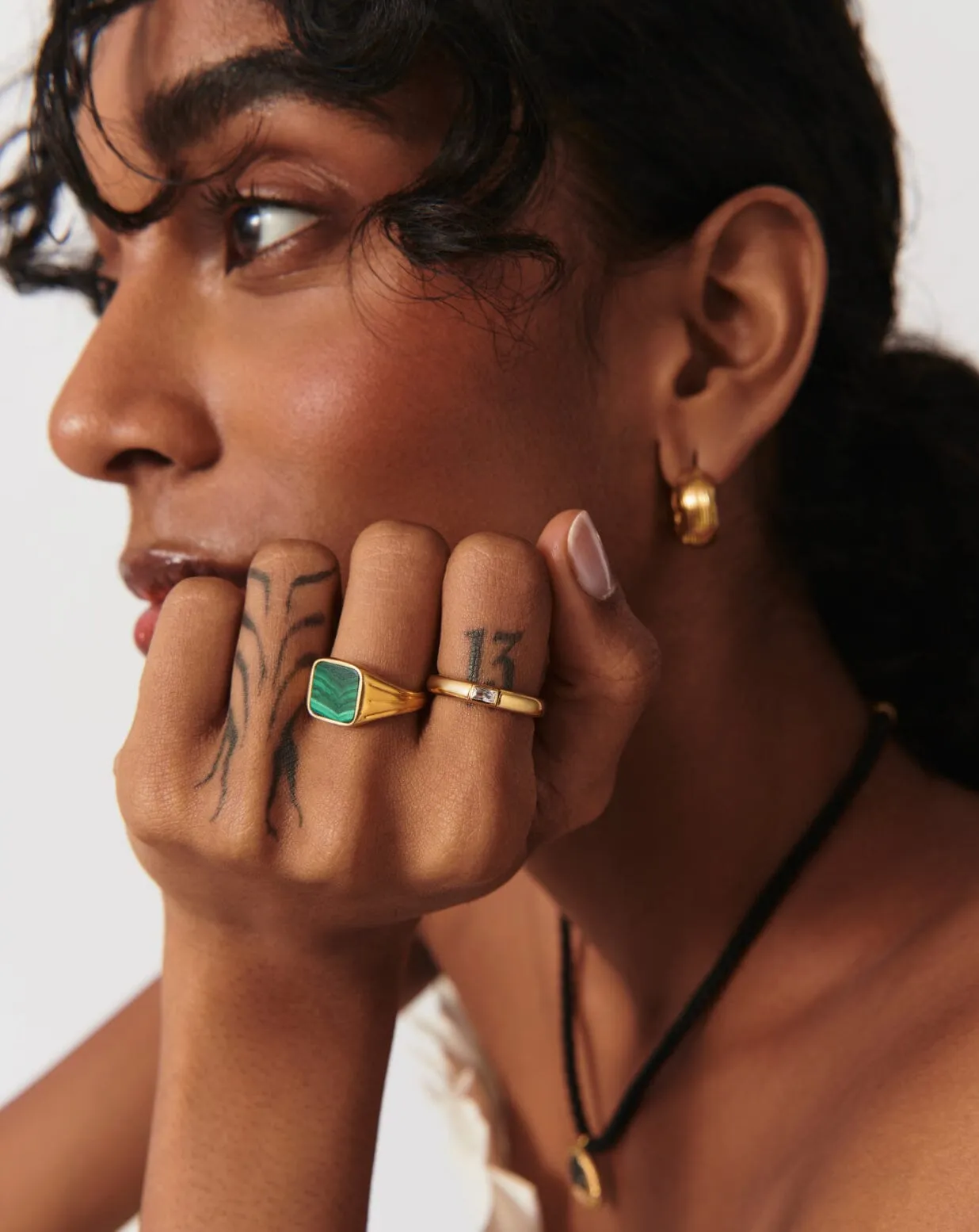 Lucy Williams Square Signet Ring | 18k Gold Vermeil/Malachite
