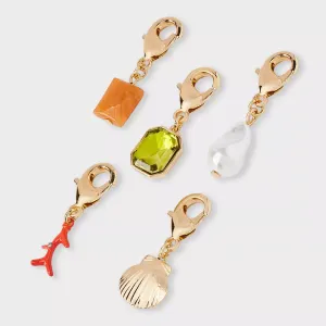 Stone Coral Shell Charm Set 5pc - A New Day Gold/Pink/White