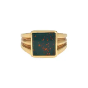 Tiffany & Co. Retro 14KT Yellow Gold Bloodstone Signet Ring