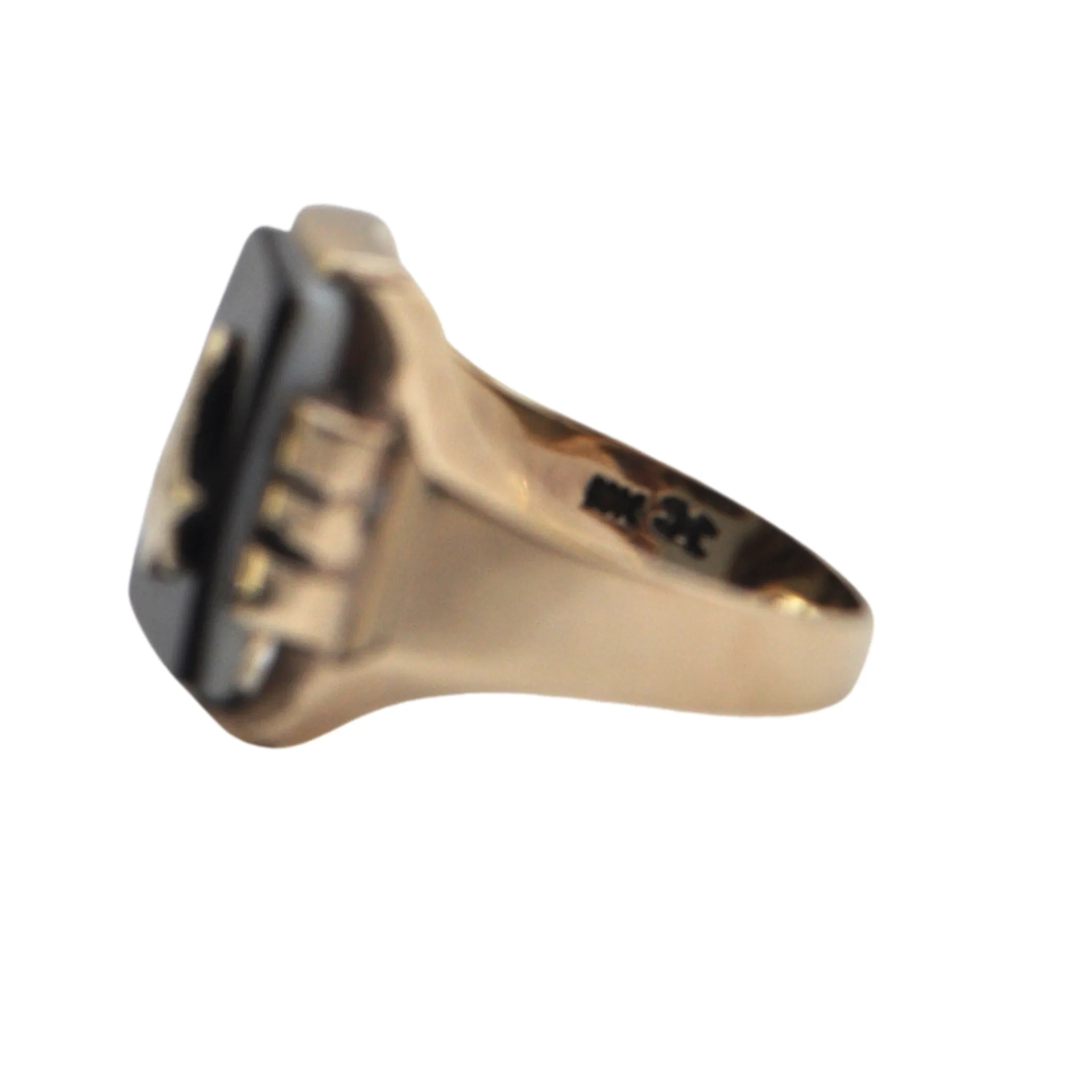 Vintage Masonic 14K Yellow Gold Onyx Signet Ring