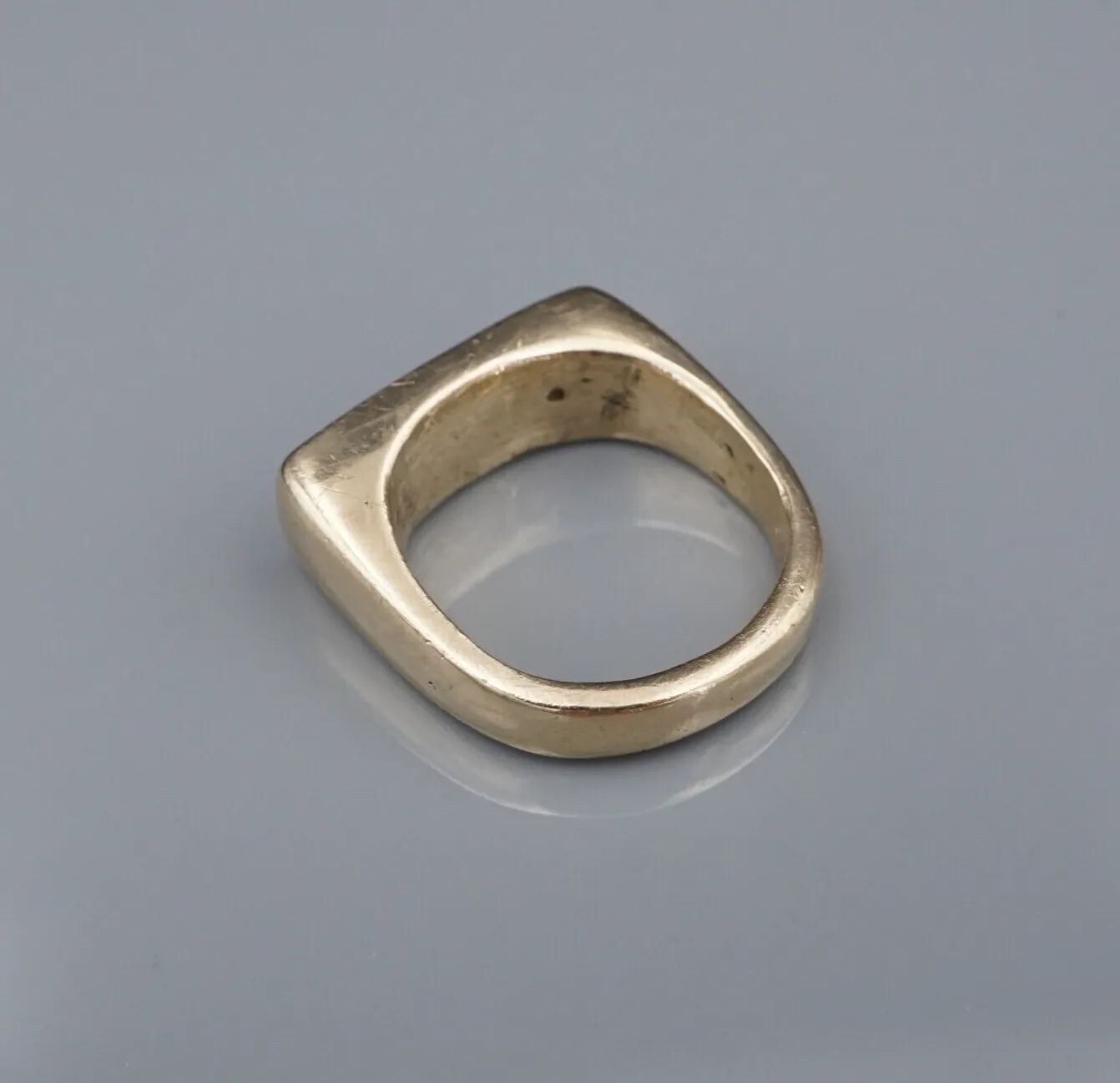 Vintage Signet Ring 10k Lapis Yellow Gold Rustic Handmade Size 4.25 RG4368
